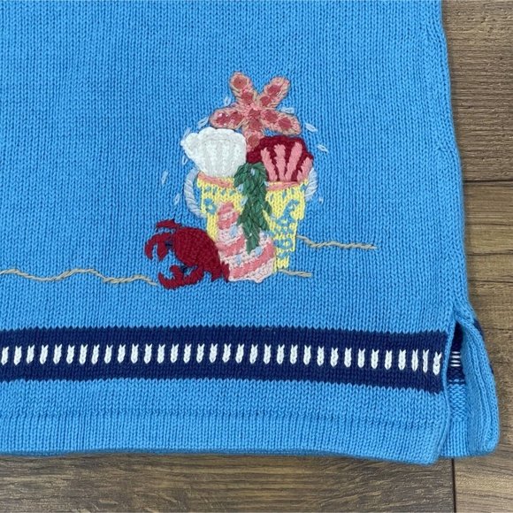 Quacker Factory Sweater Tunic Women Medium Embroidered Sea Life Seashell Coastal - Picture 10 of 12